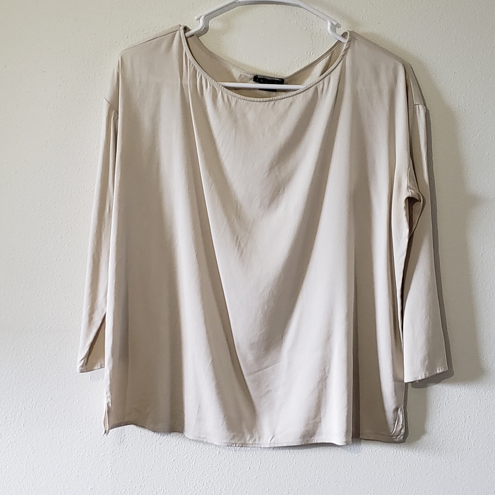 Theory Cream Silk Longsleeved Blouse